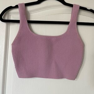 Babaton Pink Ribbed Crop Tank Top